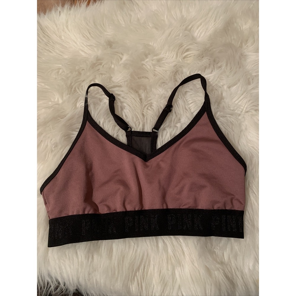 victoria secret pink ultimate Lightly Lined bra small brownish sexy logo belt